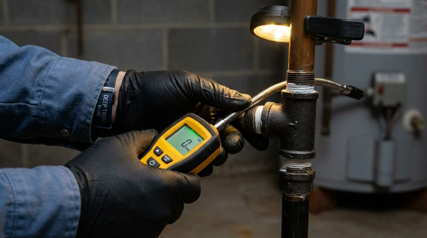 Gas leak detection with electronic sniffer by Johns Plumbing LLC in Filer